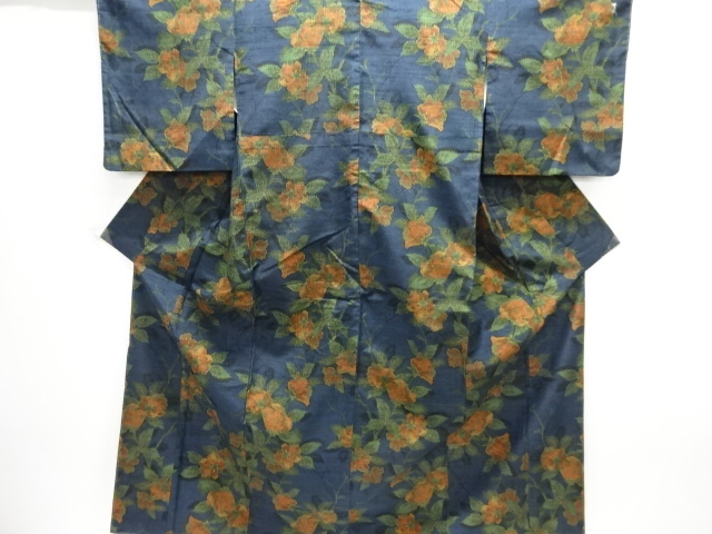 JAPANESE KIMONO / ANTIQUE KIMONO / SILK / TOKAMACHI TSUMUGI / WOVEN FLOWERS